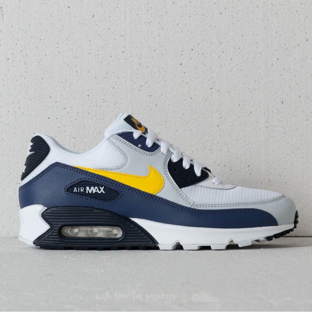 Men's Air Max 90 Essential White/ Tour Yellow-blue Size 10